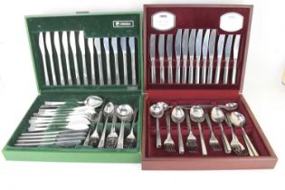 VINERS; a forty-four piece 'Love Story' stainless steel cutlery set in a mahogany finish case,