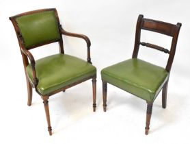 Thirteen various 19th century mahogany dining chairs, comprising a set of six Trafalgar chairs, four