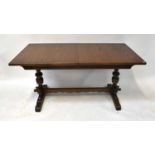 OLD CHARM; a reproduction oak extending refectory table, with two additional leaves, 75 x 228 x 81cm