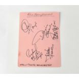 THE TEMPTATIONS; a torn page from an autograph book bearing signatures of Melvin Franklin, Ron