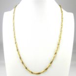 A 9ct gold dainty flat curb necklace with hoop clasp, length 45cm, approx. 4.5g.
