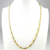 A 9ct gold dainty flat curb necklace with hoop clasp, length 45cm, approx. 4.5g.