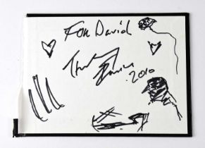 TRACEY EMIN; a torn page from an autograph book signed and with doodle. Condition Report: - We