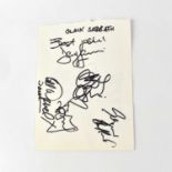 BLACK SABBATH; a torn page from an autograph book bearing the signatures of Ozzy Osbourne, Bill