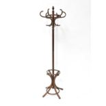 A bentwood hatstand, with six scrolling hooks to the upper section, height 188cm (af). Condition