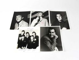 Five black and white promotional photographs signed Bobby Vinton, Neil Sedaka, and the Dave Clark