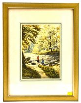 † ROBERT 'BOB' LITTLEFORD FRSA WBS (born 1945); watercolour scene depicting two young girls by