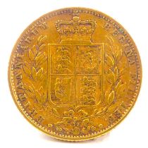 A Victorian sovereign, 1872, with shield back, London Mint. Condition Report: - Approx. 7.96g.