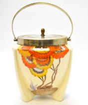 CLARICE CLIFF; a 'Rhodanthe' pattern biscuit barrel, shape no.478 from the 'Bizarre' range, height