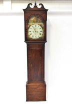 JOS JOHNSON OF LIVERPOOL; a George III mahogany eight-day longcase clock, the painted arched dial