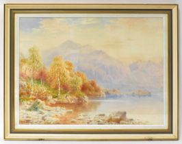 HENRY B. WIMBUSH (1858-1943); watercolour, lake scene with mountains beyond, signed lower left, 58 x