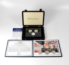 A cased set of three silver coins, commemorating '1936: The Year of the Three Coins', issued by