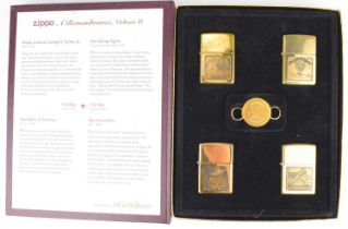 ZIPPO; a Remembrance WWII limited edition lighter set, no.03679/25000, comprising four lighters,