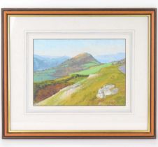 IAN WILDGOOSE (Welsh, modern); oil on paper, 'View of Dinas Bran, Llangollen', signed lower right