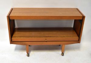A mid-20th century metamorphic sideboard/table, on square tapering legs with castors, 76 x 114 x