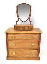 An Edwardian satinwood dressing chest of three long drawers, on a plinth base, height 73cm, together