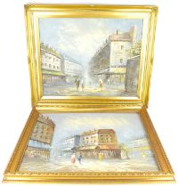 CAROLINE BURNETT (1877-1950); a pair of oils on board, two Parisian street scenes, one signed, 39