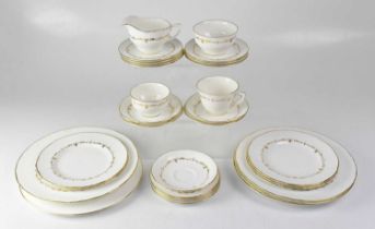 ROYAL WORCESTER; a 'Gold Chantilly' part dinner service including plates, side plates, sugar bowl,