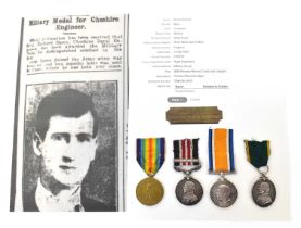 Four medals relating to Sergeant Richard Eason of the Cheshire Royal Engineers, comprising War and