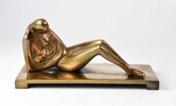 † STEPHEN BROADBENT; (British, born 1961); a bronze figure of a reclining nude, signed and inscribed