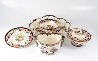 Five Masons Ironstone 'Mandalay' pattern items, comprising a covered tureen, two bowls, a twin-
