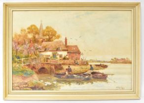 WALKER STUART LLOYD (1875-1929); watercolour, river scene with bridge and buildings, signed lower