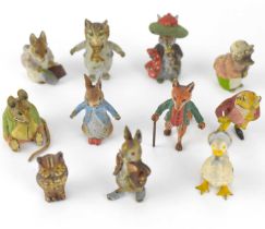 BEATRIX POTTER; eleven small cold painted bronze characters from the Beatrix Potter books, to