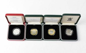 Eight cased United Kingdom silver proof £2 coins, issued by the Royal Mint, dated two 1989, 1994,