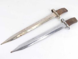 Two adapted bayonets, one marked 'Sanderson', blade length 27cm, the other 'Wilkinson, London',