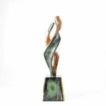 † STEPHEN BROADBENT (British, born 1961); a bronze sculpture 'Spiral Dancers', of abstract form,