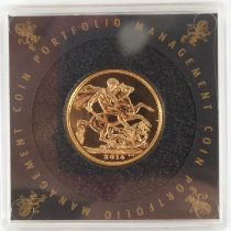 An Elizabeth II sovereign 2014, George and Dragon, encapsulated, with certificate of provenance.