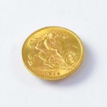 A George V half sovereign, 1914.