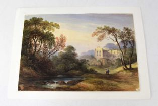 ATTRIBUTED TO FRANCIS NICHOLSON (1753-1844); watercolour, 'Rievaulx Abbey, Yorkshire', signed and