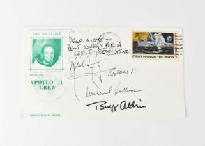 SPACE EXPLORATION; a first day cover bearing the signatures of the Apollo 11 astronauts Buzz Aldrin,