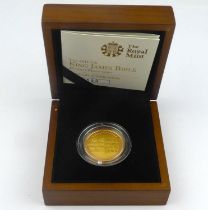 THE ROYAL MINT; a 2011 UK King James Bible £2 Gold Proof Coin, limited edition no.590/1000,