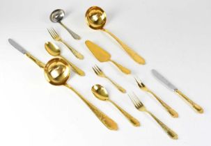 CHROMSTAHL; a twenty-four place setting gilded cutlery and flatware set, with knives, forks, spoons,