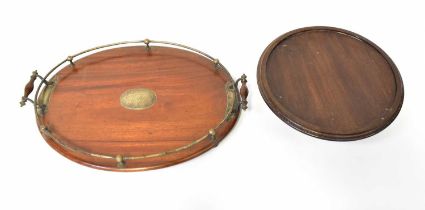 An Edwardian mahogany twin-handled galleried tray, length 61cm, with dental cartouche initialled '