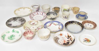 A collection of ten 19th and early 20th century porcelain and pottery teacups, various shapes and