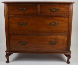 A Victorian mahogany chest of two small over two large drawers, raised on short pad feet, 93 x 101 x