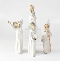LLADRÓ; four figures of children in nightgowns, height of tallest 22cm (4).