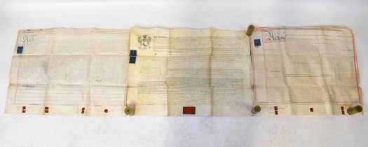 Five late 18th/early 19th century vellum indentures, comprising four relating to land in Liverpool