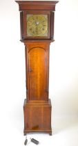 RICHARD WRIGHT; an early 19th century oak cased thirty-hour longcase clock, the brass chapter ring