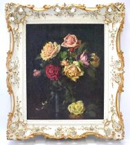 ERNEST HIGGINS RIGG (Staithes Group, 1868-1947); oil on board, still life of garden roses, signed