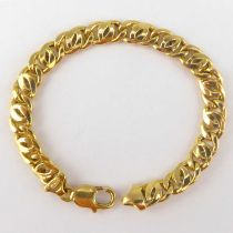 An Italian 18ct gold fancy link bracelet with lobster claw clasp, length 19cm, approx. 13.5g.