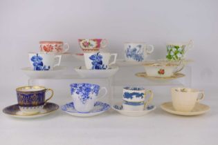 Eleven late 19th and early 20th century porcelain teacups, coffee cans and saucers, various makes,