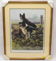 † STEVEN TOWNSEND (British, born 1955); a limited edition print, no.302/660, two working collie dogs