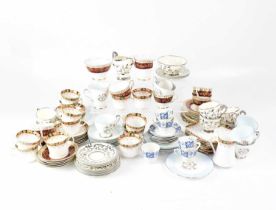 Various part tea services to include Royal Stafford 'White Lady', Myott floral overlaid example,