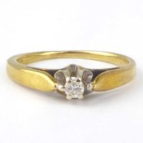A 14ct gold diamond solitaire ring, size H, approx. 1.7g. Condition Report: With an Amsterdam