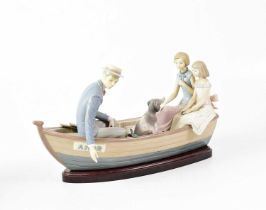 LLADRÓ; a limited edition figure 'Love Boat', height approx. 23cm, length 39cm, on polished wooden