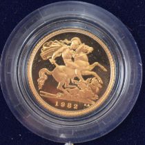 ROYAL MINT; a '1982 Proof Half Sovereign', encapsulated, with certificate of authenticity, in